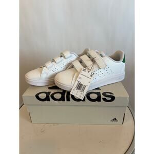 Adidas Advantage Base 2.0 Kids' Shoes White Green Size 2